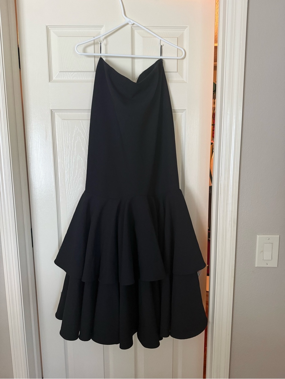 Zara Black Strapless Ruffle Hem Dress
